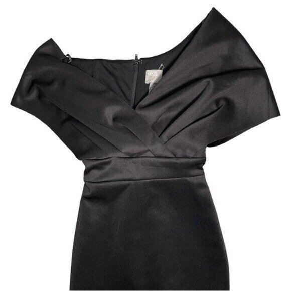 NWT ASOS Bardot Black Midi Dress – Off Shoulder Tie Waist Pencil Dress Size 0 - Picture 2 of 9